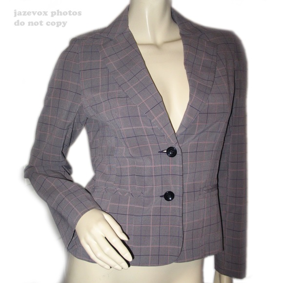 Vintage Y2K 90s Tracy Evans Plaid Blazer Jacket Preppy Academia Corpcore Office - Picture 1 of 8